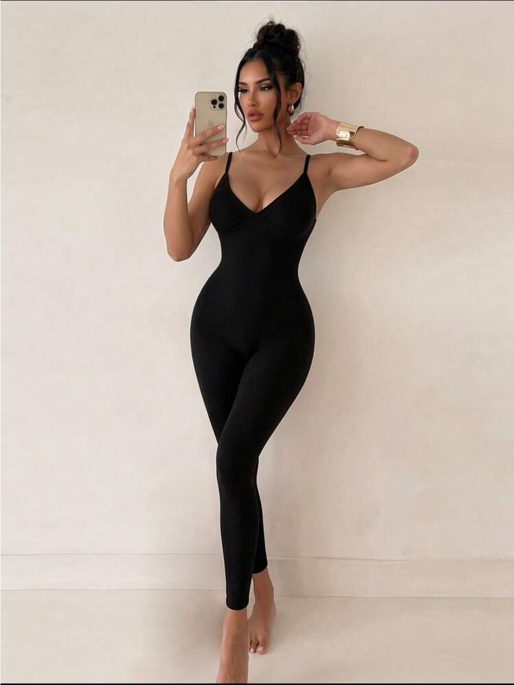 Seamless Black Slim Fit Jumpsuit - Women's